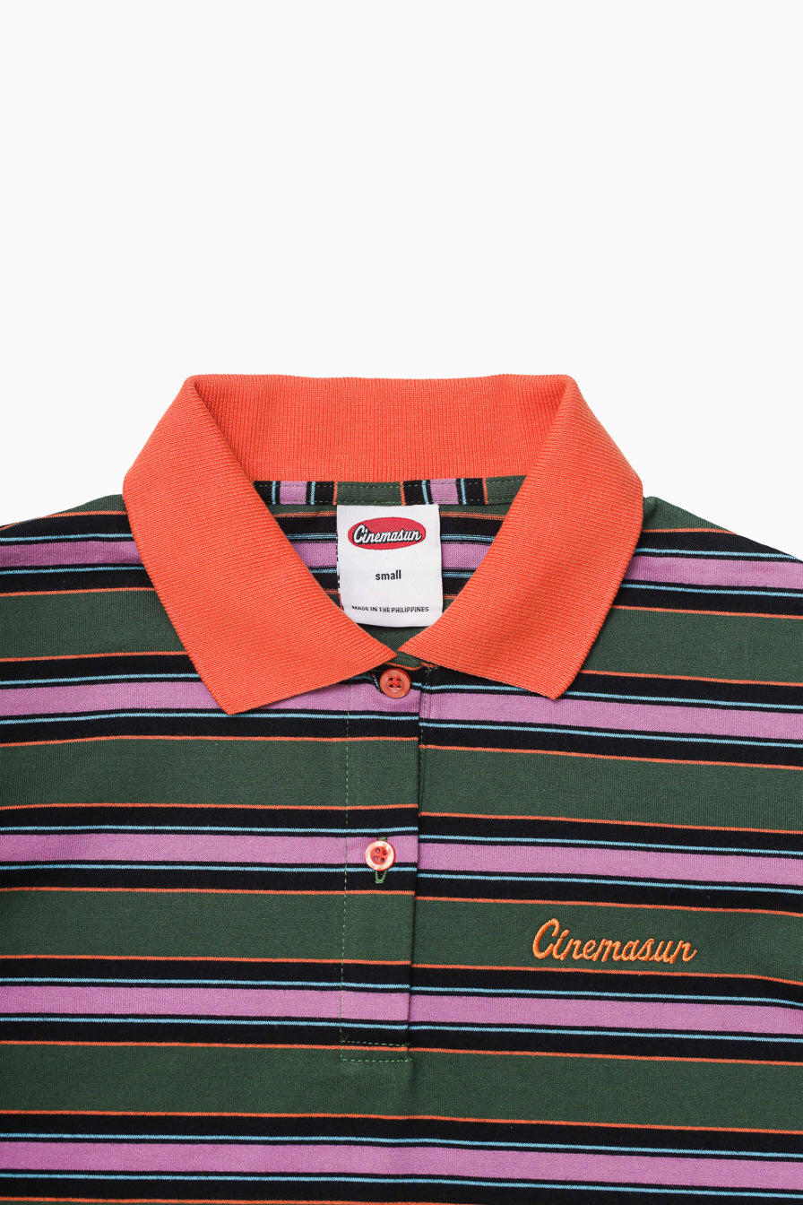Iconic Cropped Stripes Polo Shirt - Pine