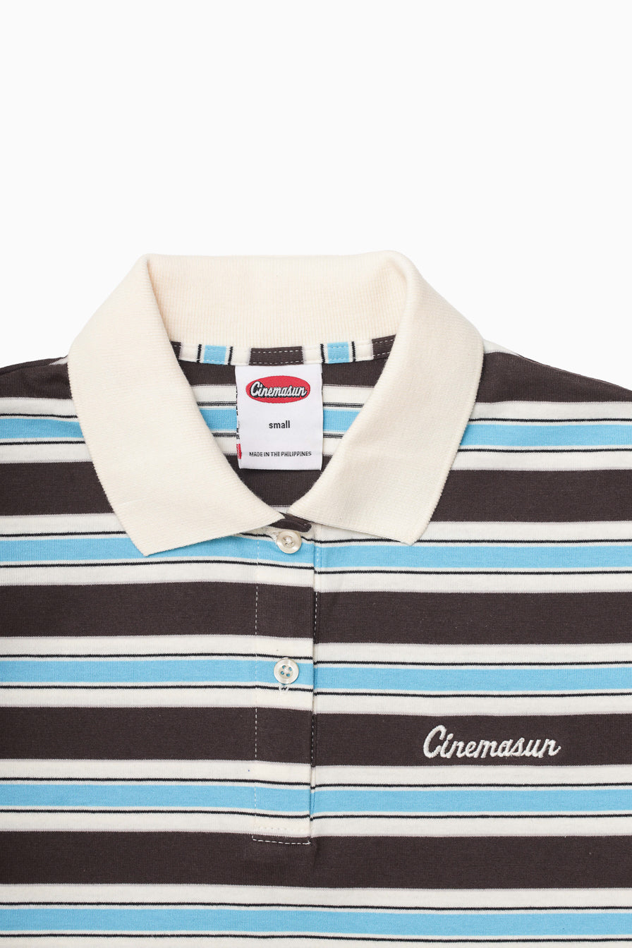 Iconic Cropped Stripes Polo Shirt - Sky