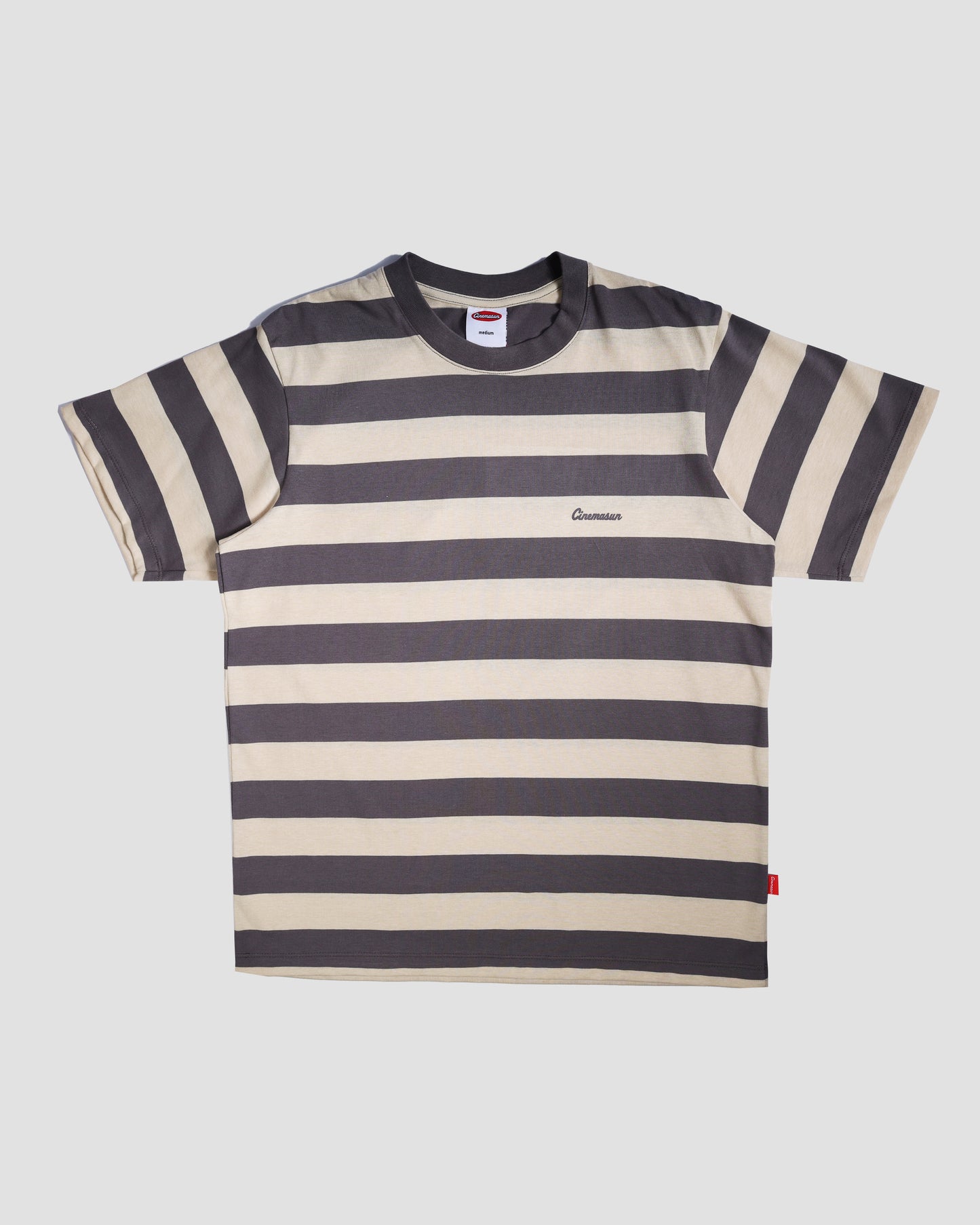 Wide Lines Cotton Stripes Tee - Ash & Oat