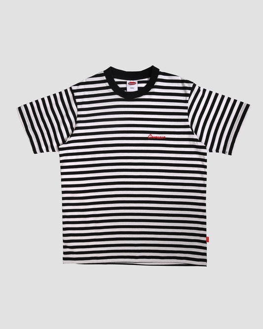 Hooped Stripes Cotton Tee - Black & White