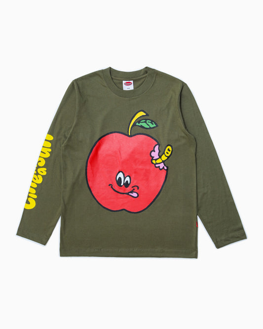 Eve Graphic Long Sleeve Cotton Tee - Olive