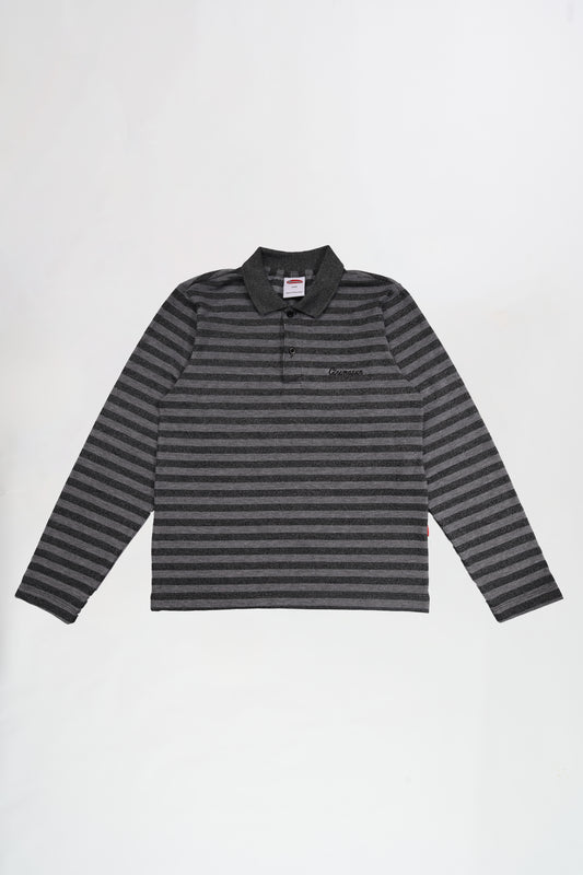 Script Logo Long Sleeves Polo - Black