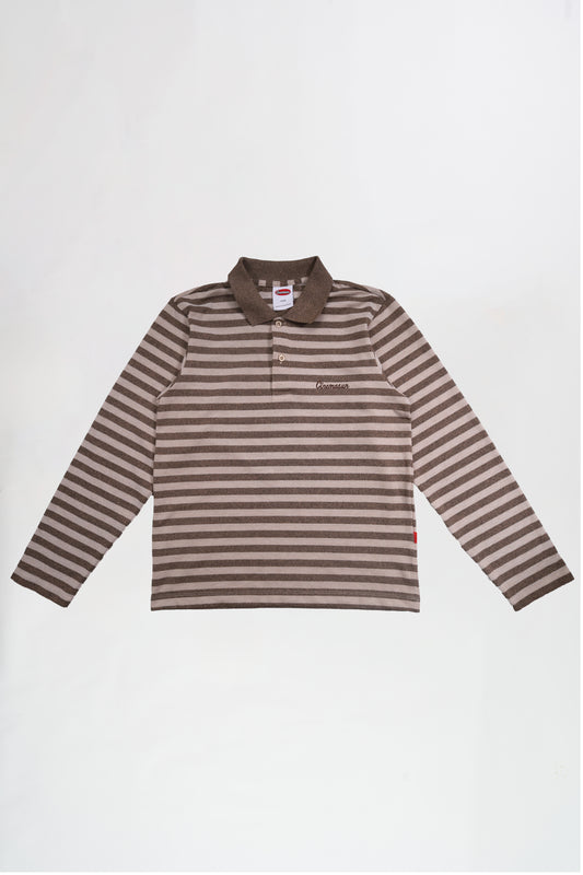Script Logo Long Sleeves Polo - Brown