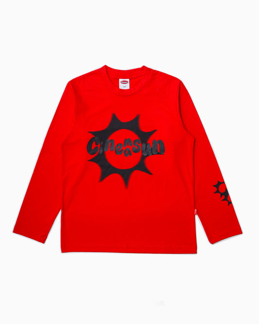 Starburst Graphic Long Sleeve Cotton Tee - Scarlet