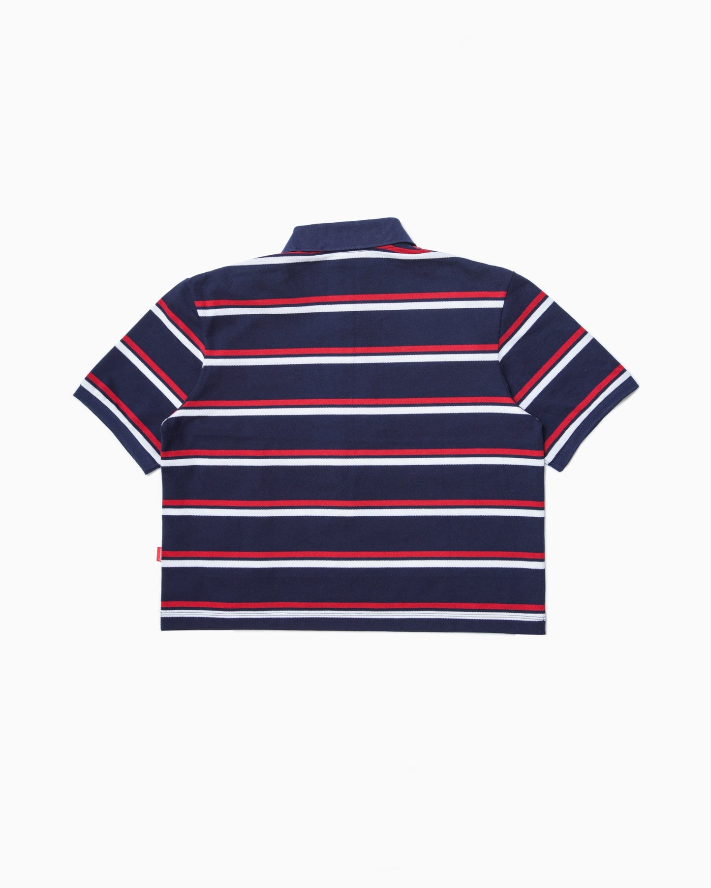 Iconic Pique Cropped Polo Shirt - Navy Stripers