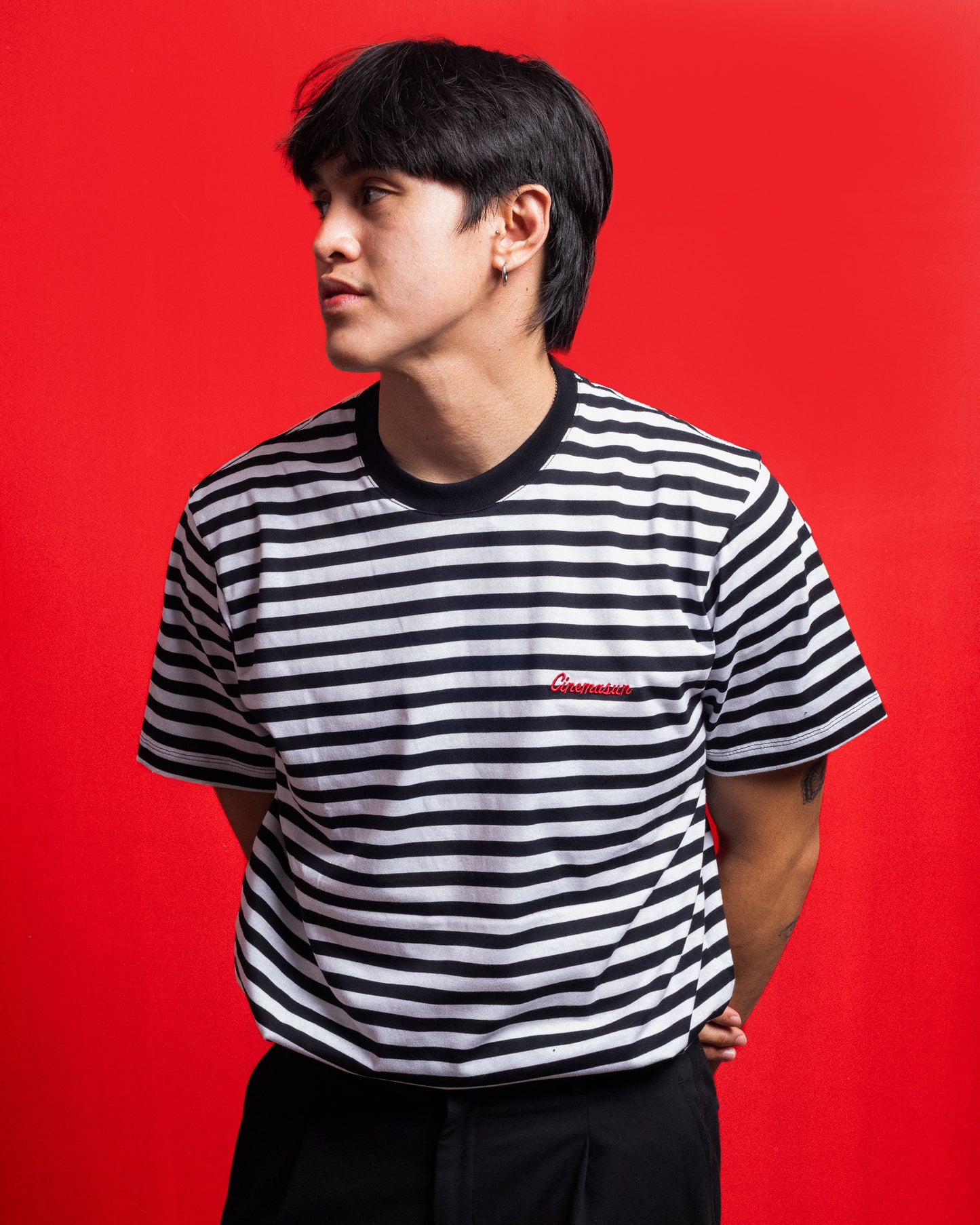 Hooped Stripes Cotton Tee - Black & White