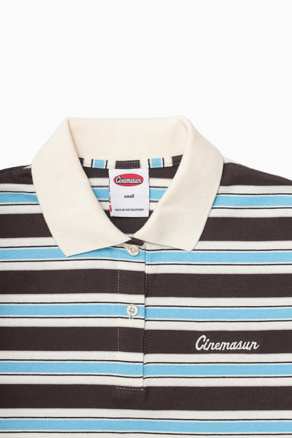 Iconic Cropped Stripes Polo Shirt - Sky