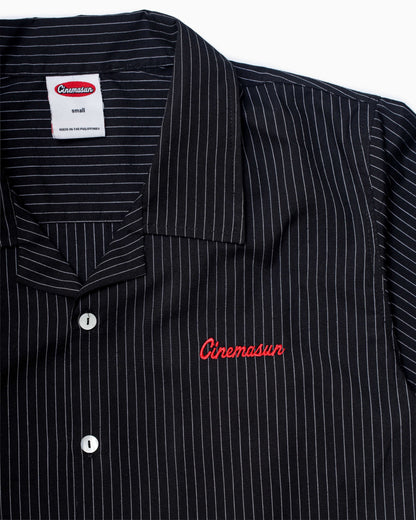 Script Diner Pinstripe Polo - Black
