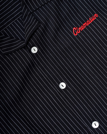 Script Diner Pinstripe Polo - Black
