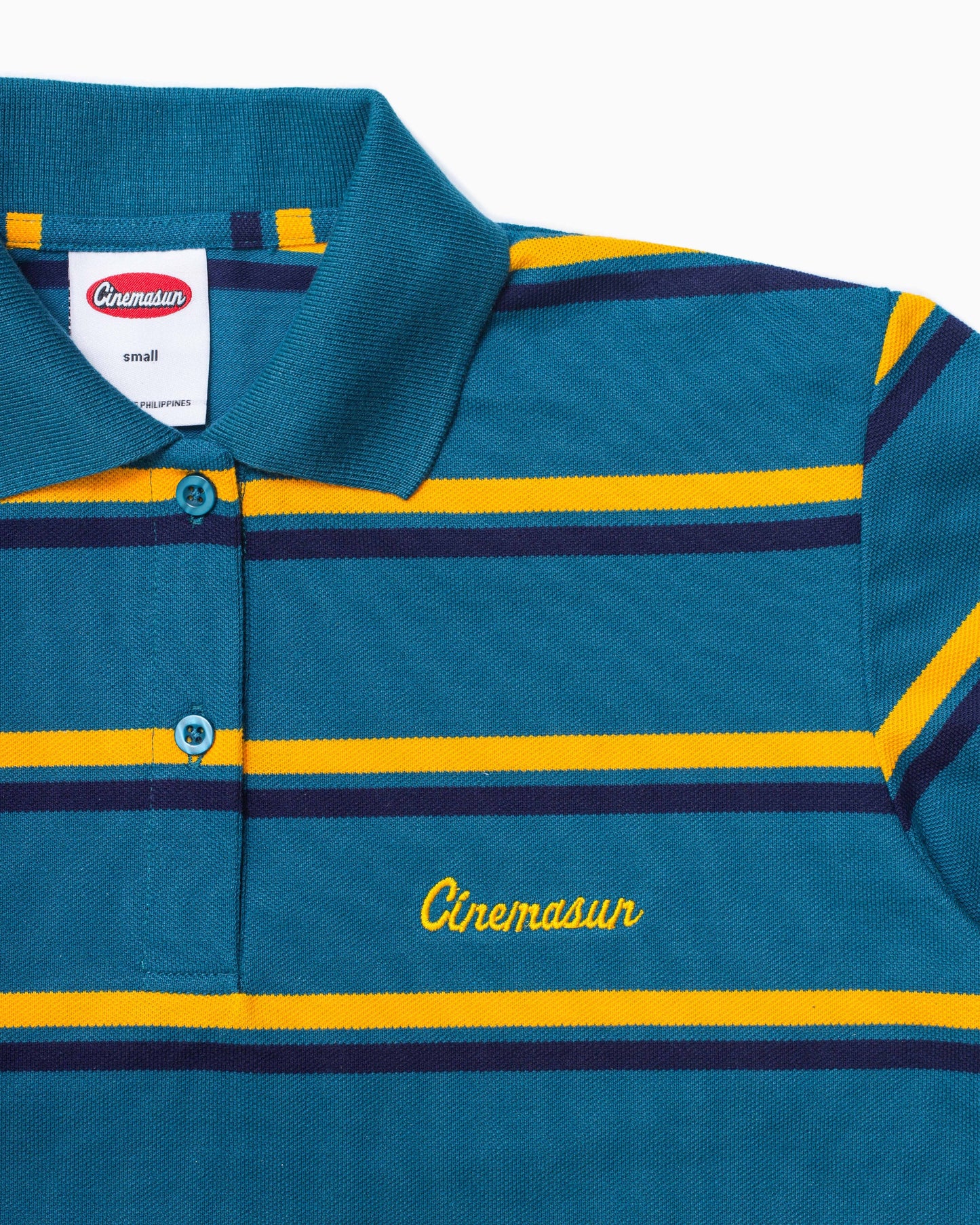 Iconic Pique Cropped Polo Shirt - Sea Foam Stripes