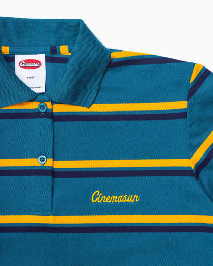 Iconic Pique Cropped Polo Shirt - Sea Foam Stripes