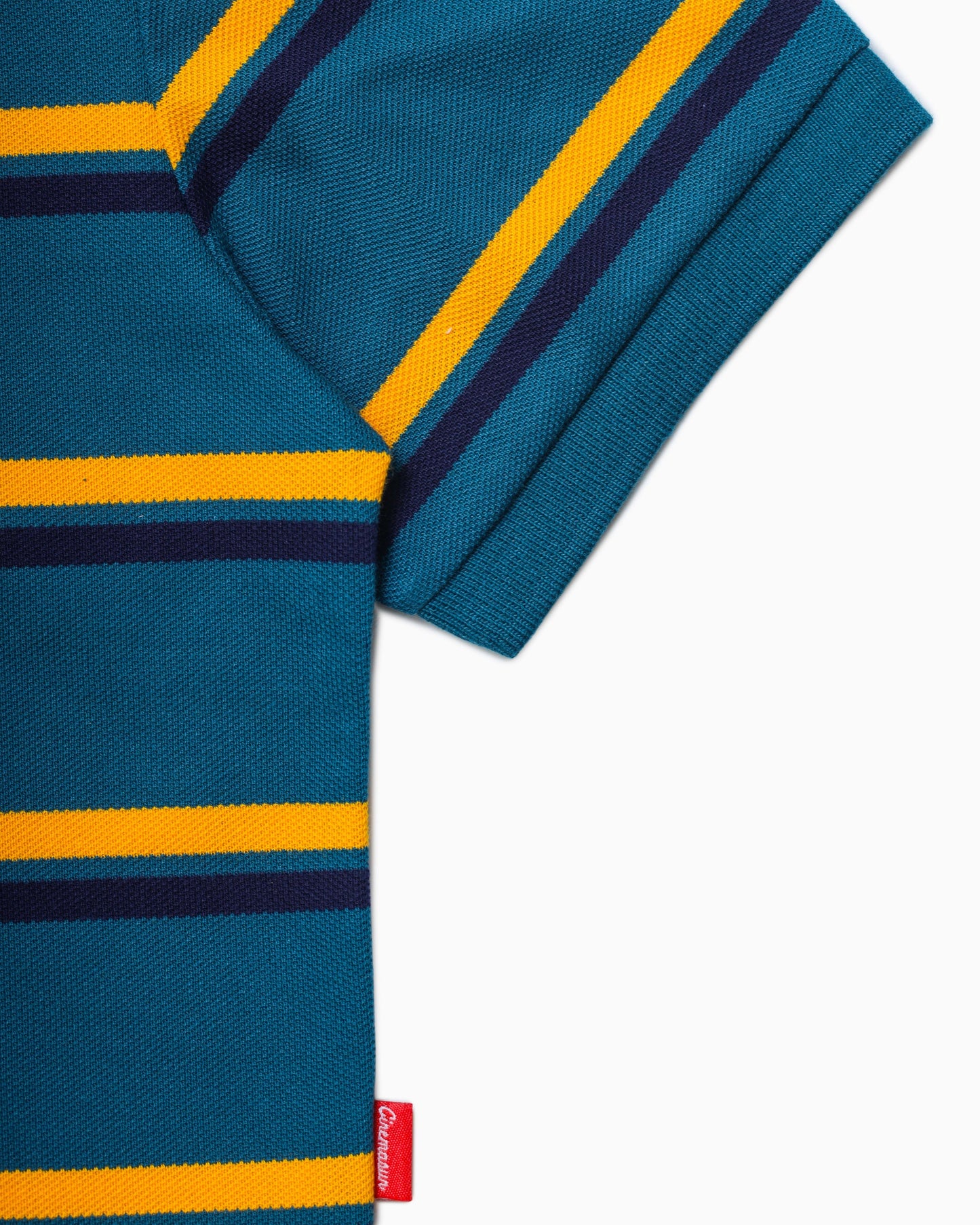 Iconic Pique Cropped Polo Shirt - Sea Foam Stripes
