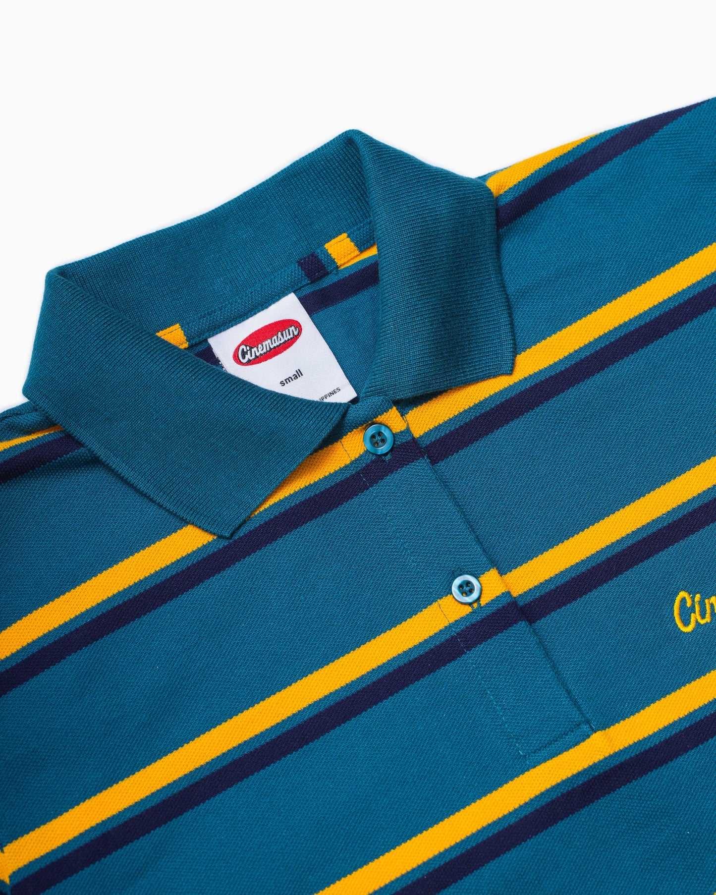 Iconic Pique Cropped Polo Shirt - Sea Foam Stripes