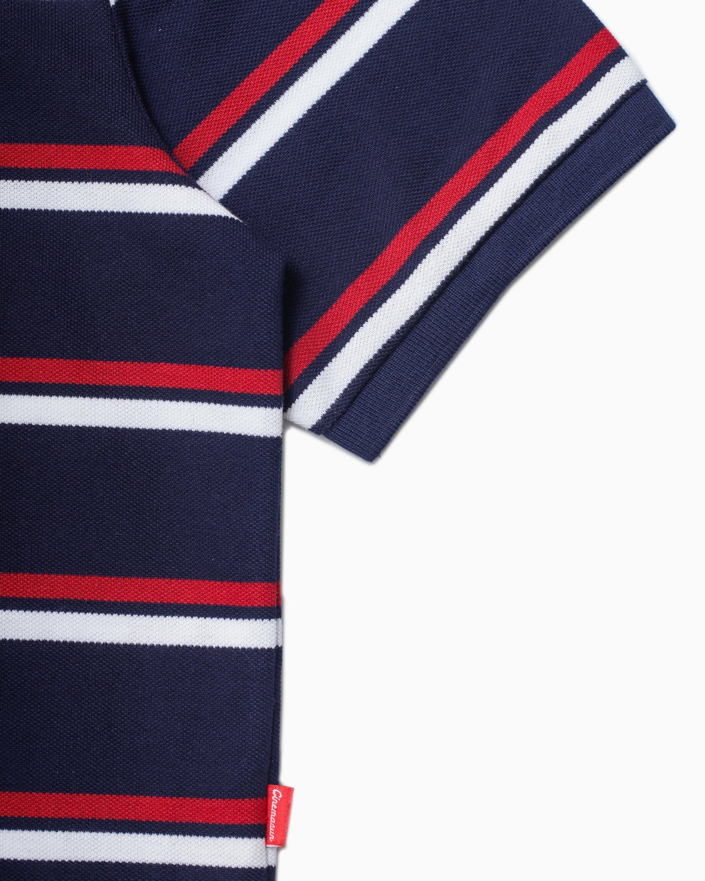 Iconic Pique Cropped Polo Shirt - Navy Stripers