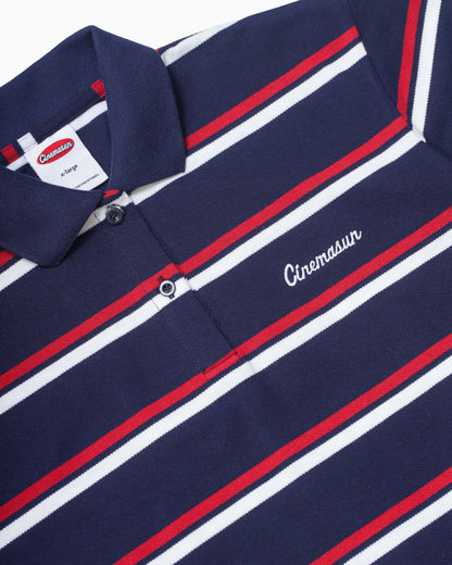Iconic Pique Cropped Polo Shirt - Navy Stripers