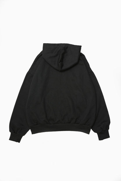 Script Brushed Hoodie - Black