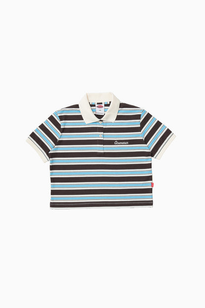 Iconic Cropped Stripes Polo Shirt - Sky
