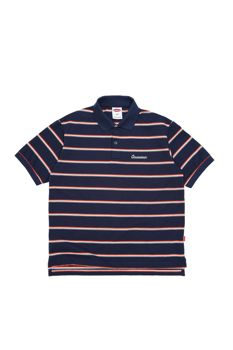 Script Icon Stripe Pique Polo Shirt - Navy Blue