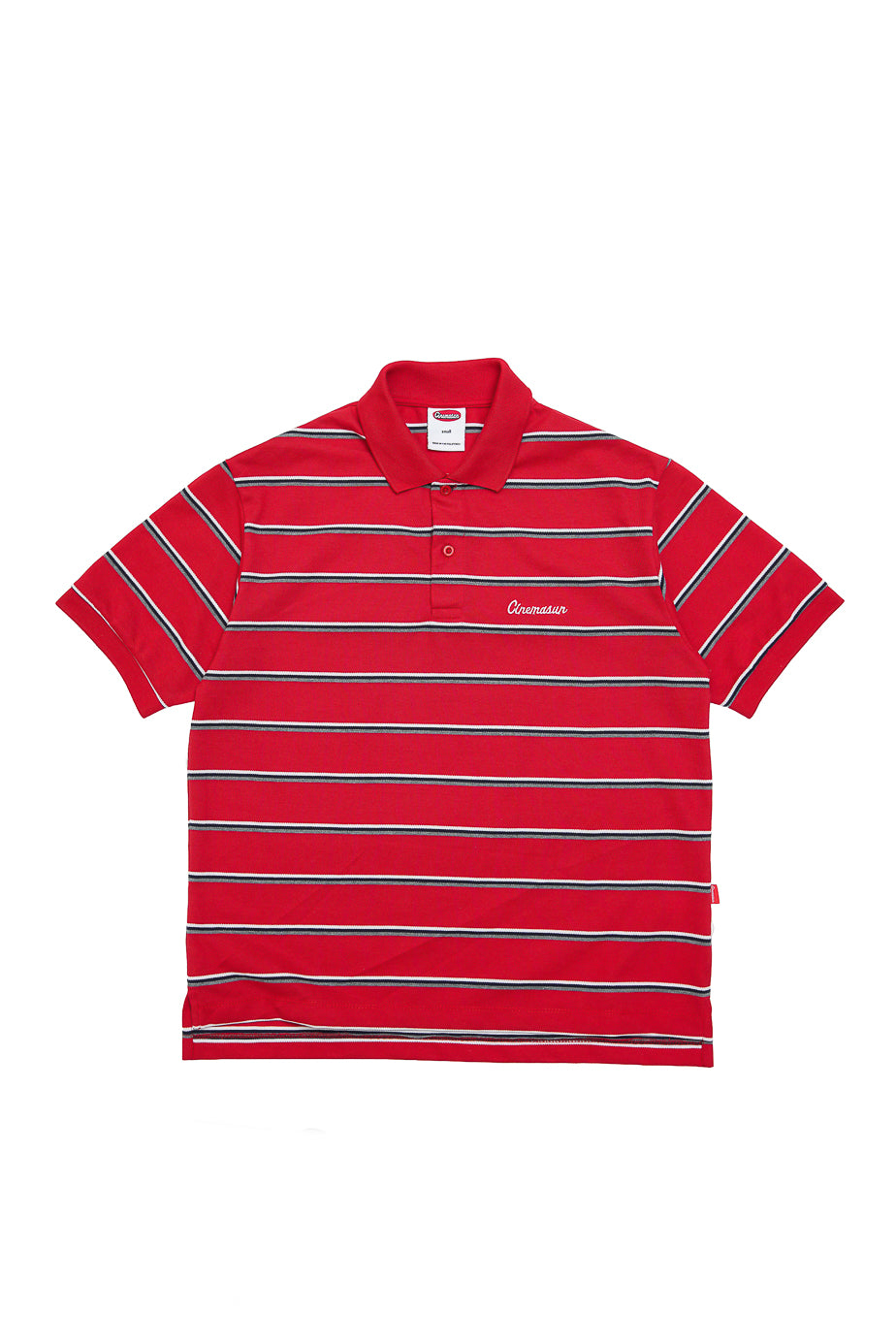Script Icon Stripe Pique Polo Shirt - Scarlet Red