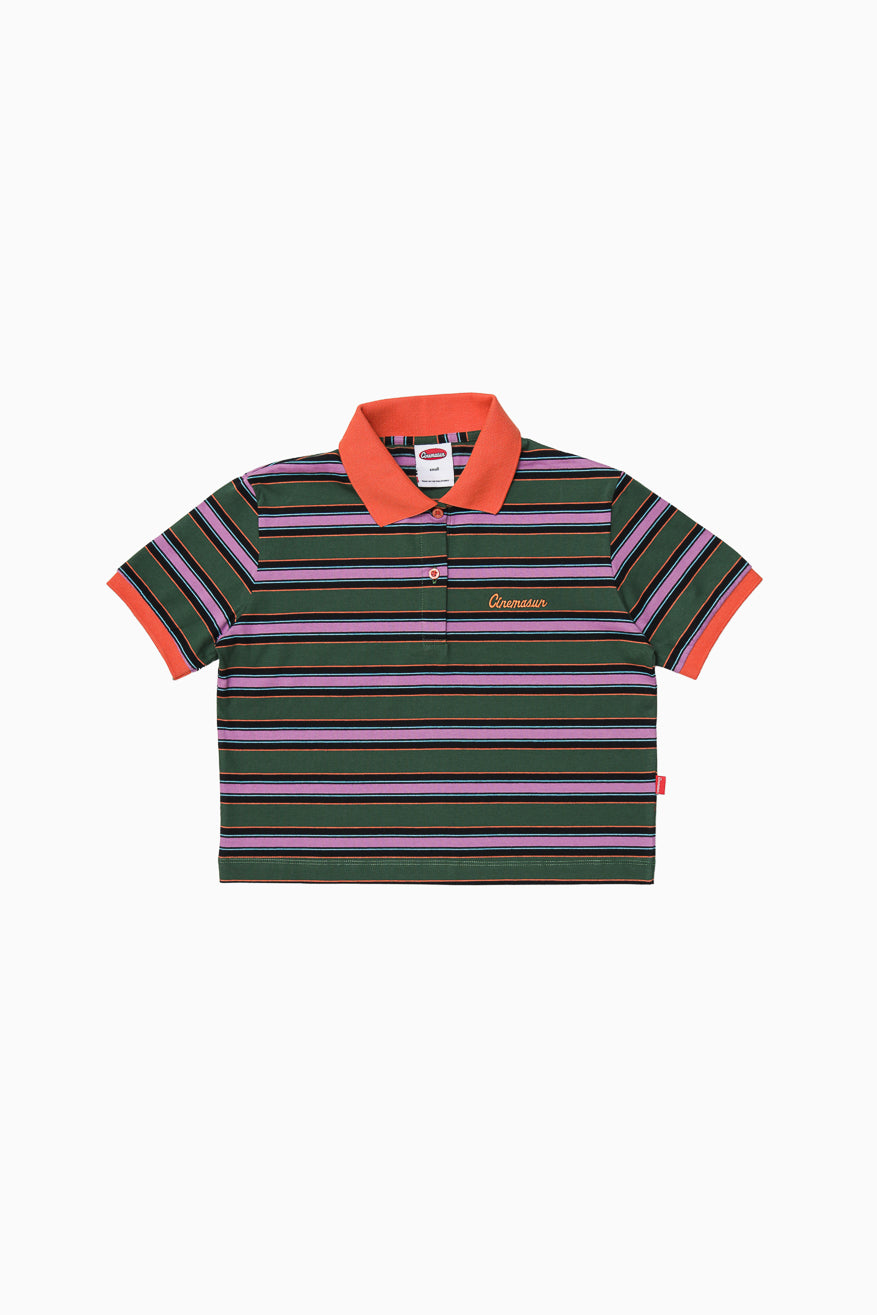 Iconic Cropped Stripes Polo Shirt - Pine