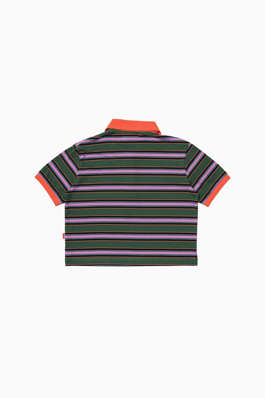 Iconic Cropped Stripes Polo Shirt - Pine