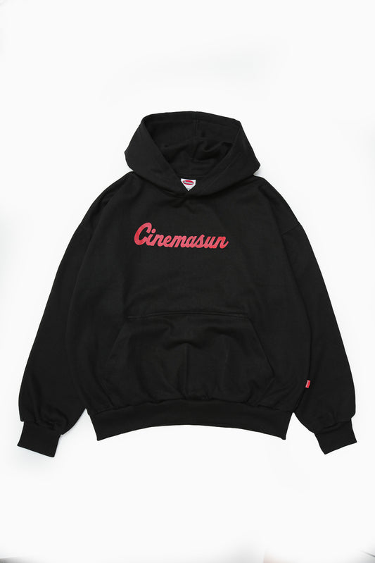 Script Brushed Hoodie - Black