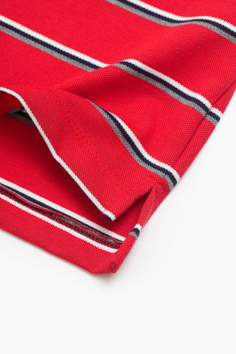 Script Icon Stripe Pique Polo Shirt - Scarlet Red