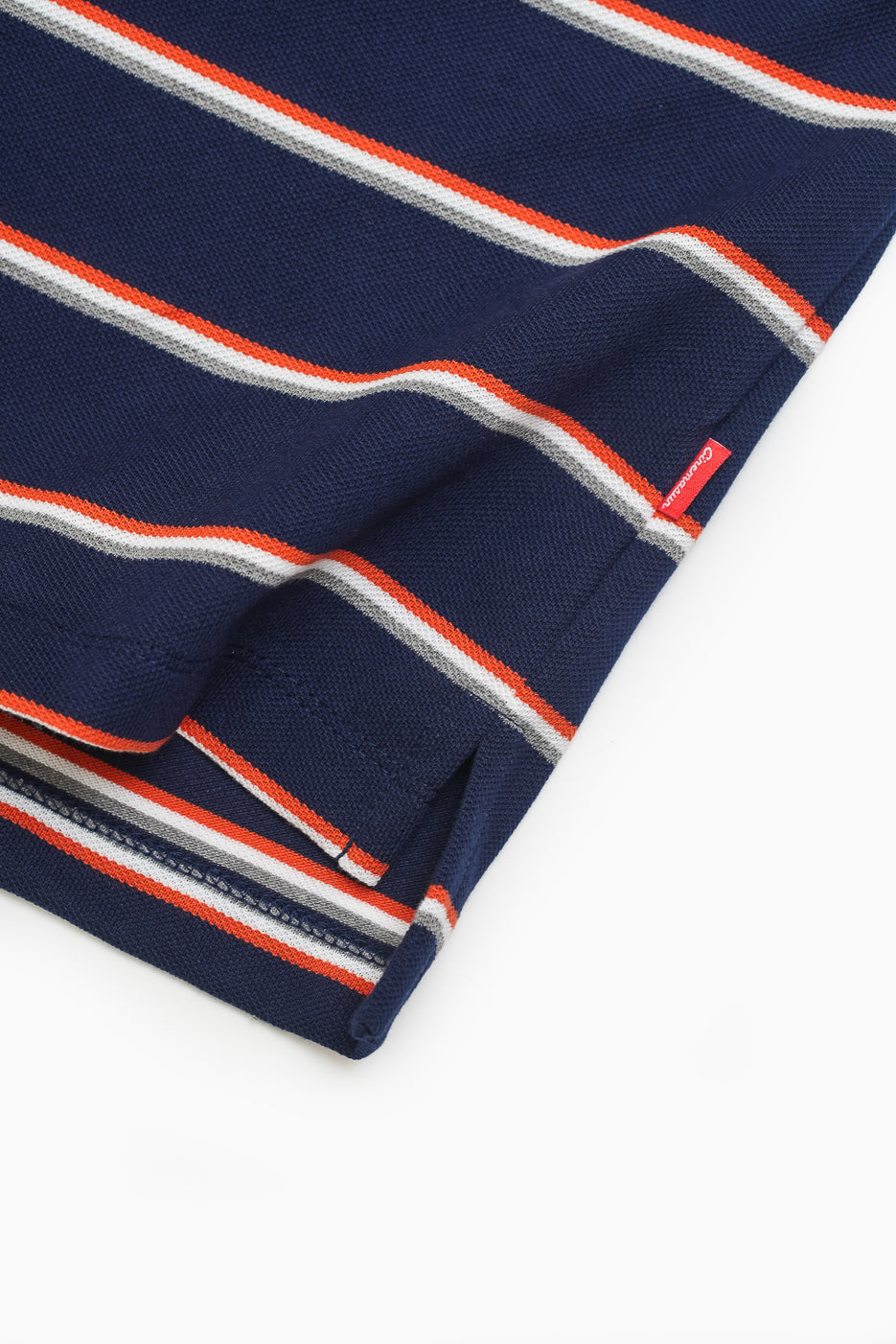 Script Icon Stripe Pique Polo Shirt - Navy Blue