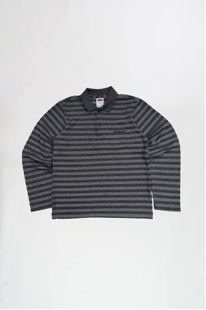 Script Logo Long Sleeves Polo - Black