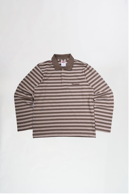Script Logo Long Sleeves Polo - Brown
