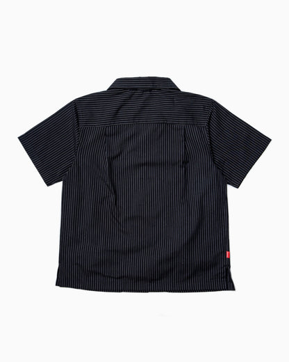 Script Diner Pinstripe Polo - Black