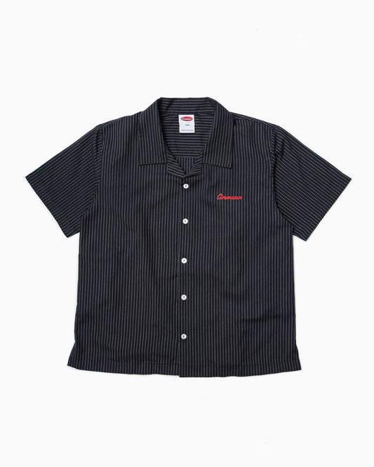 Script Diner Pinstripe Polo - Black