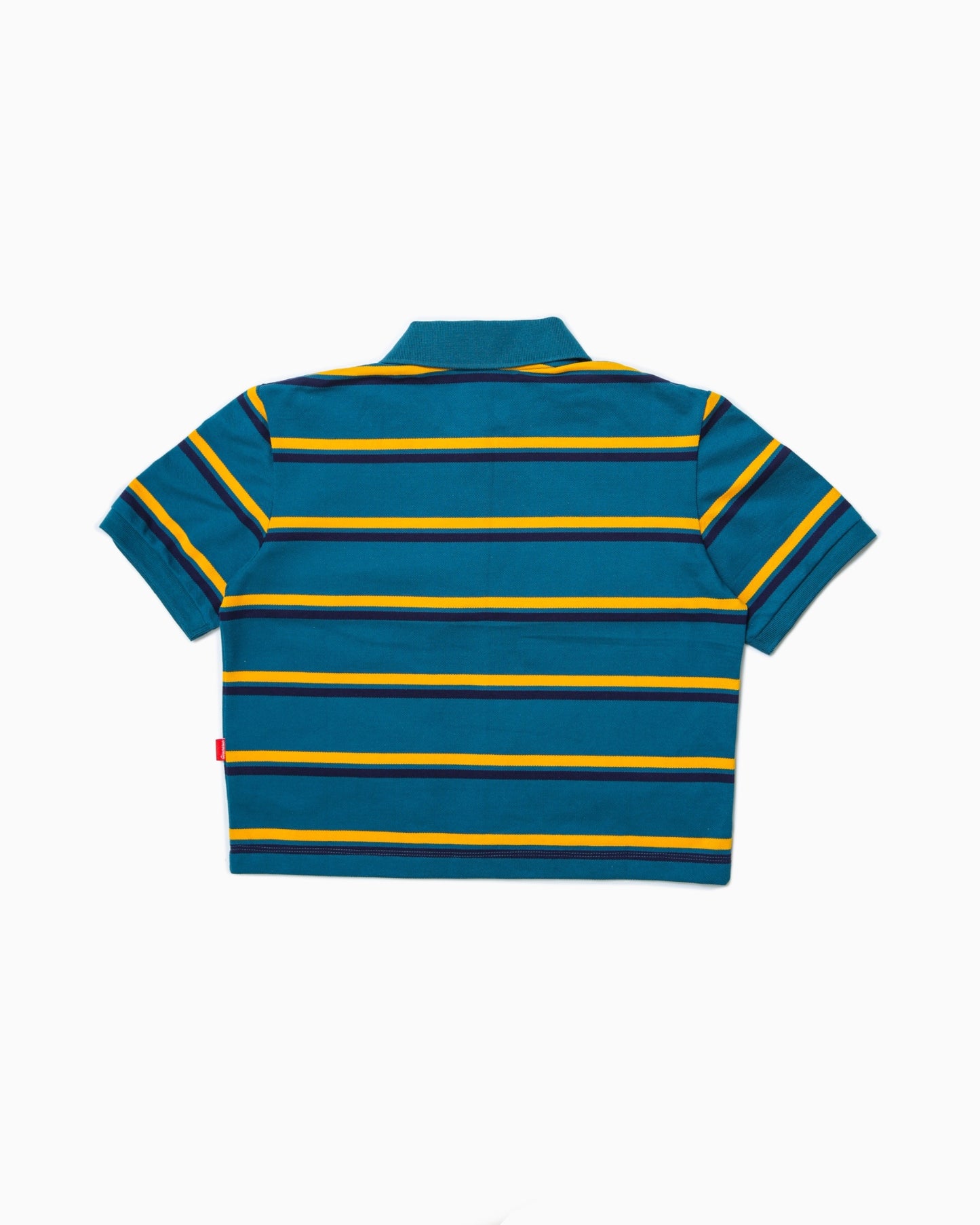 Iconic Pique Cropped Polo Shirt - Sea Foam Stripes