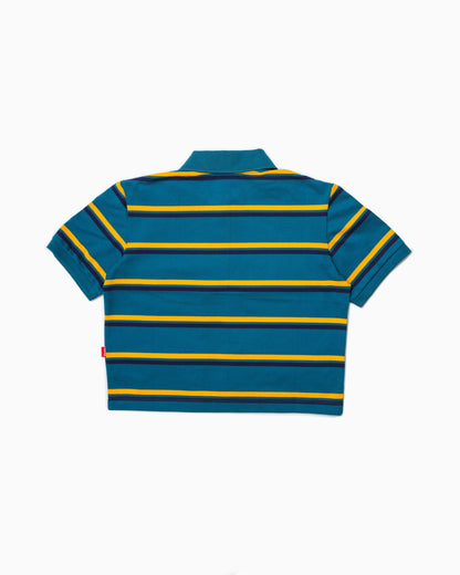 Iconic Pique Cropped Polo Shirt - Sea Foam Stripes