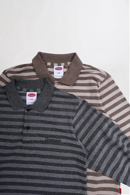 Script Logo Long Sleeves Polo - Brown