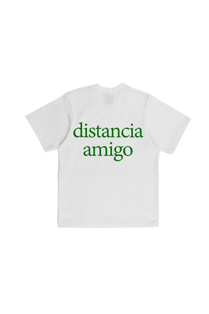 S/S white bird. Distancia Amigo Logo Tee