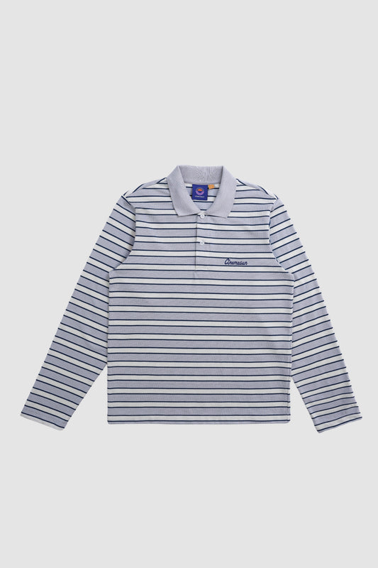 Grey Long Sleeves Stripes Polo